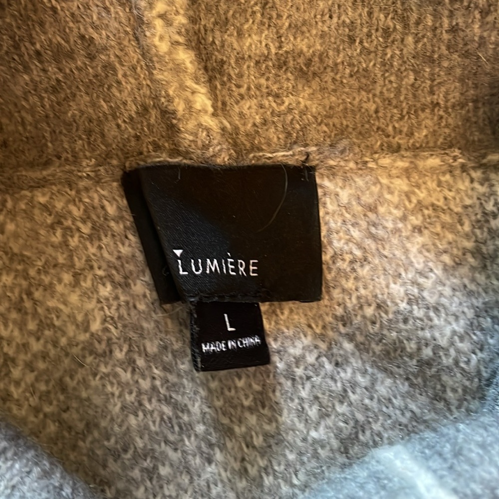 Gray Grid Turtleneck Sweater - image 3